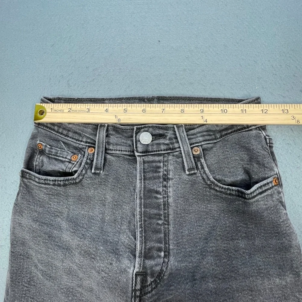Levi's Black Ribcage Straight High Rise Button Fly Jeans Women 25